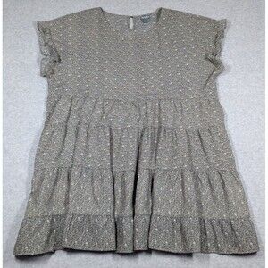 Arula‎ Women Dress Size B 2XL Tiered Busy Floral Print Ruffle Sleeveless Aline